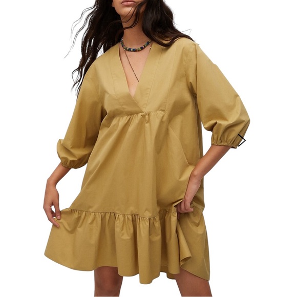 Mango Dresses & Skirts - Mango loose fit tiered ruffled cotton puff sleeve dress Sz L excellent condition